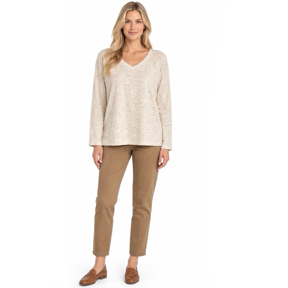 Liz Claiborne Petite Heathered Metallic Long Sleeve Tee Shirt Medium Petite NEW